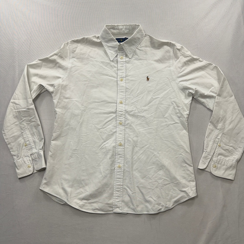 Ralph Lauren Button Down Shirt Custom Fit Pony Logo White Mens XL